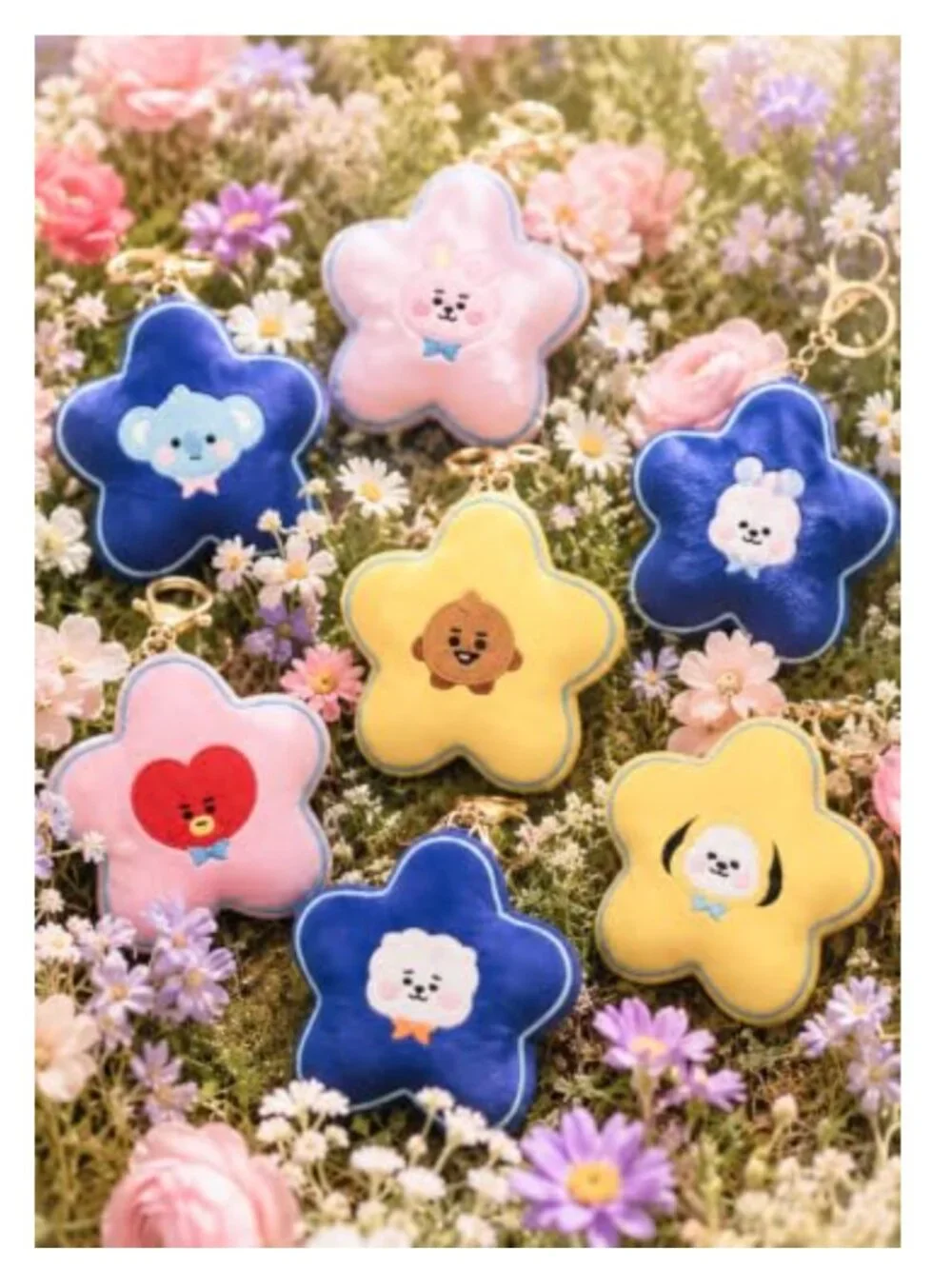 BT21 Flower Keyring RJ Cute Keychain Charm